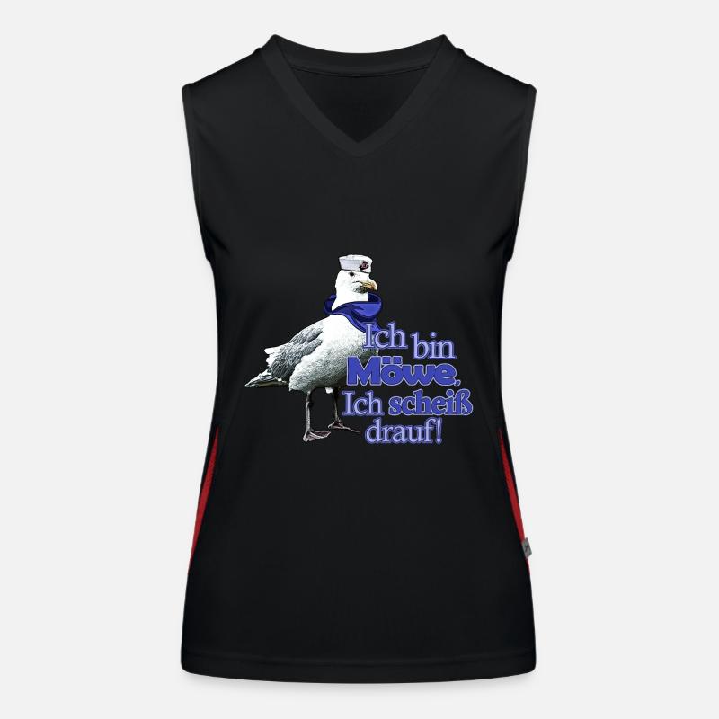 Lustige Möwe mit Spruch - Scheiß drauf! Funktionelles Kontrast-Tank Top für Frauen