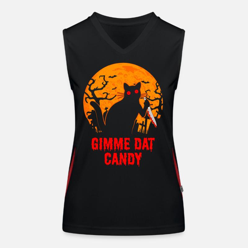 Gimme Dat Candy Chat Effrayant Halloween Débardeur respirant contrasté Femme