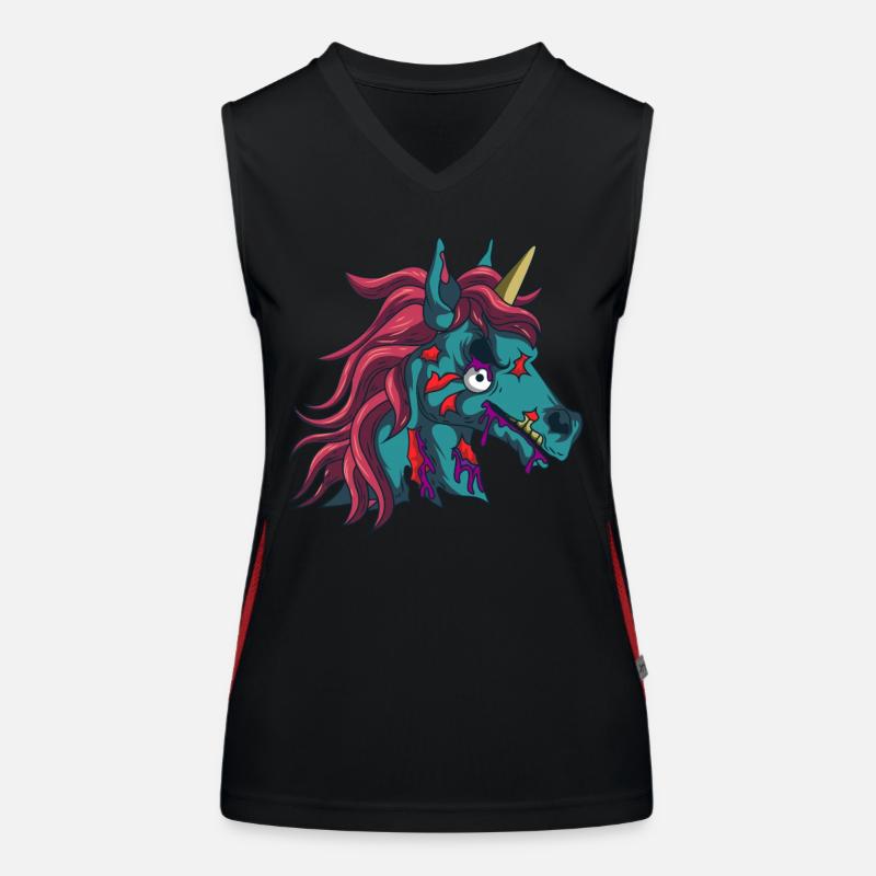 Zombiecorn Zombie Einhorn Goth Gothic Halloween Funktionelles Kontrast-Tank Top für Frauen