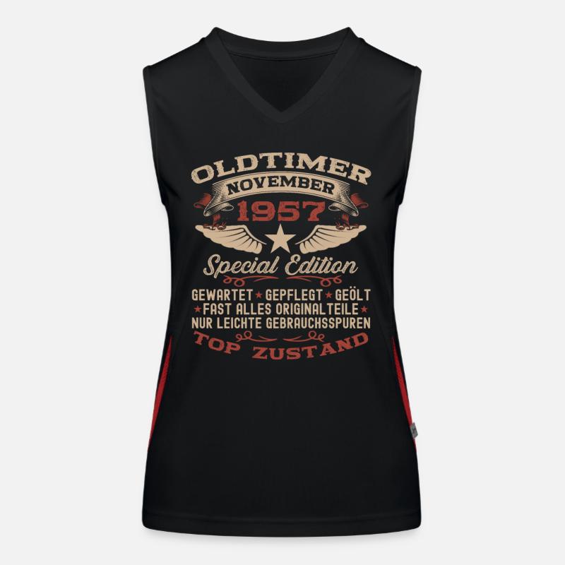 Oldtimer November 1957 65. Geburtstag Geschenk Funktionelles Kontrast-Tank Top für Frauen