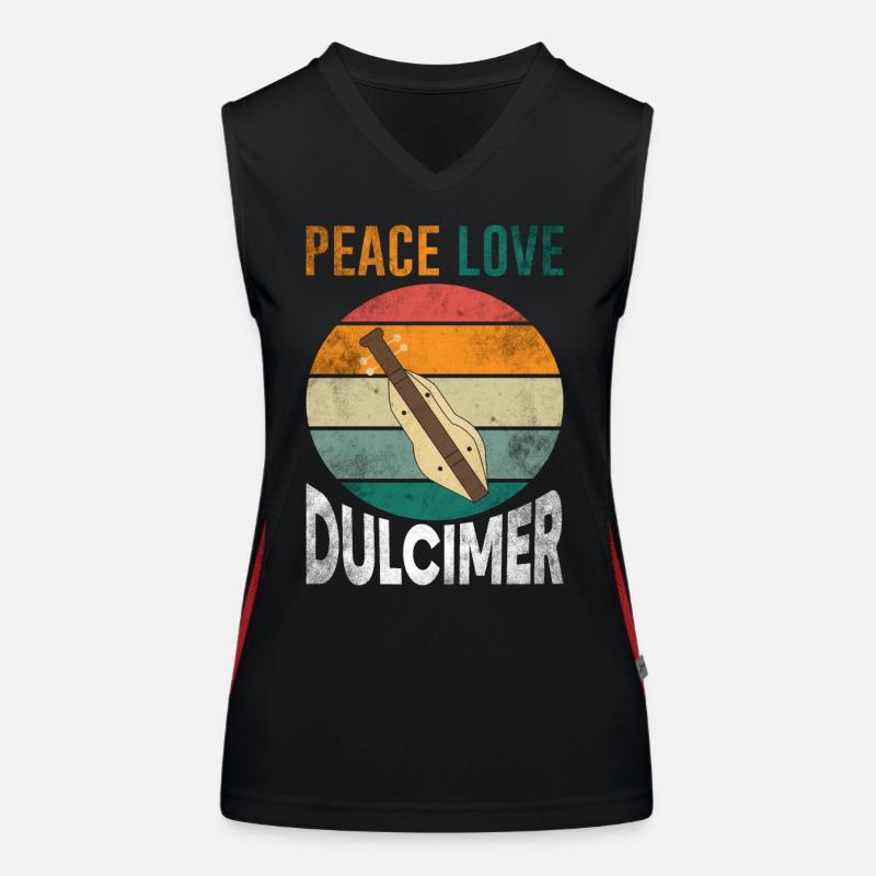 Dulcimer instrument string music Women's Functional Contrast Tank Top