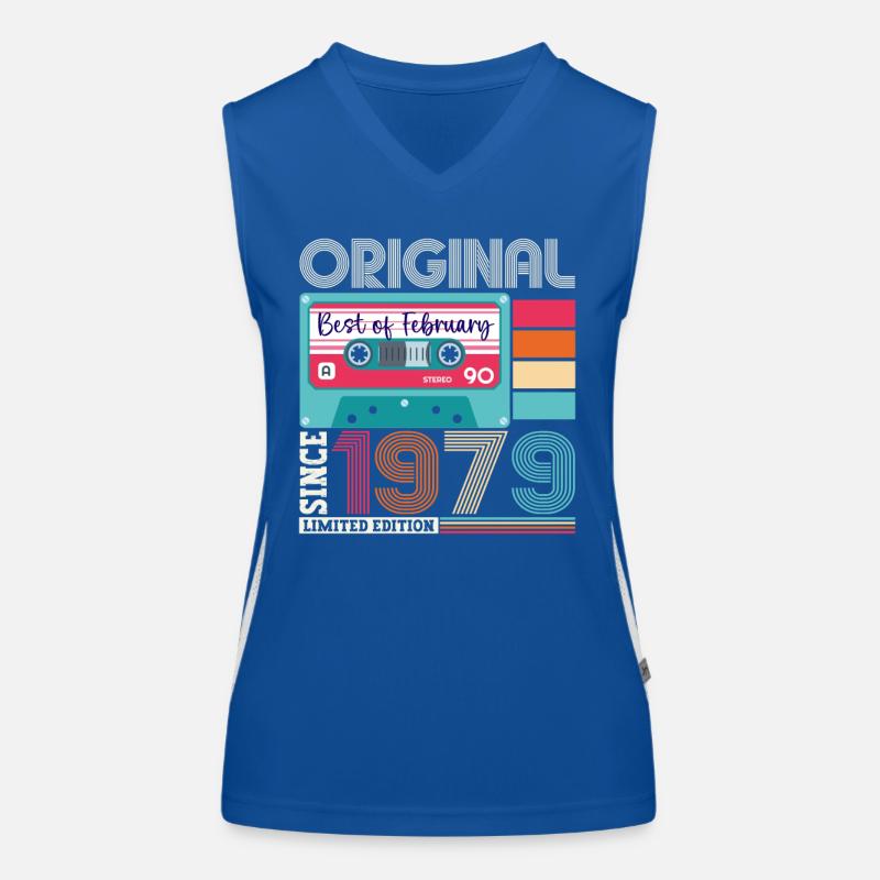 February Born 1979 44th birthday cassette Women's Functional Contrast Tank Top