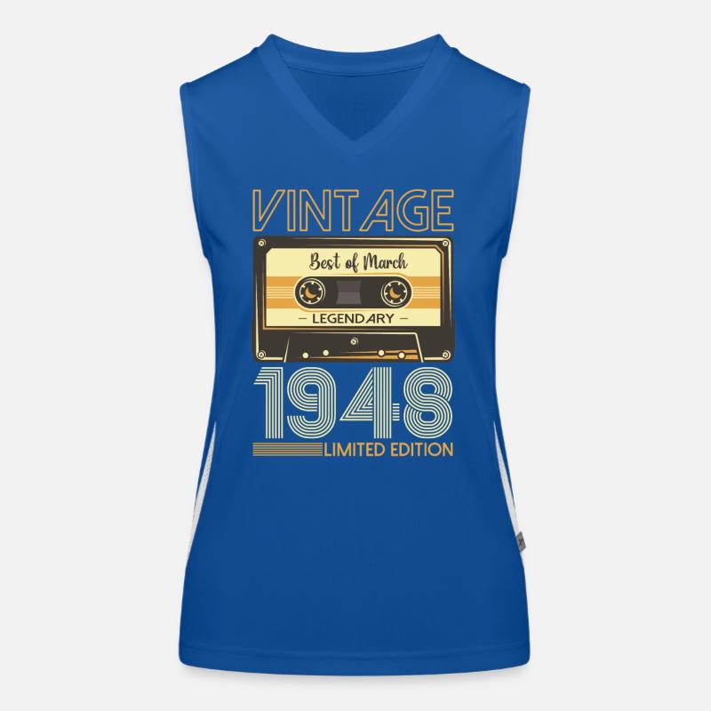 75 Birthday Man March Born 1948 Cassette Women's Functional Contrast Tank Top
