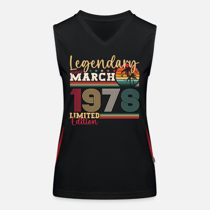 45e anniversaire Mann Awesome March né en 1978 Débardeur respirant contrasté Femme