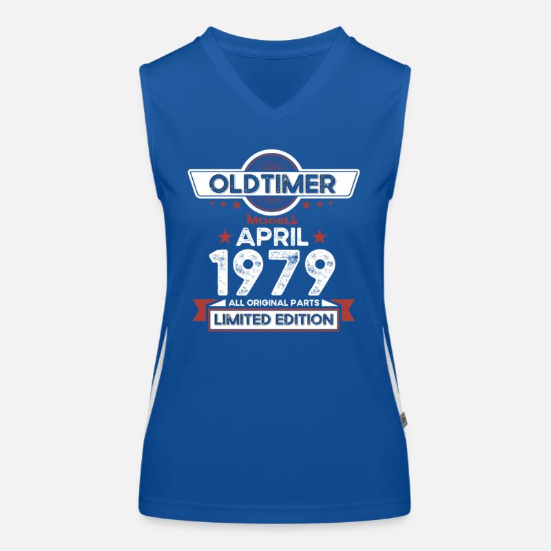 44th birthday man Oldtimer April born 1979 Women's Functional Contrast Tank Top