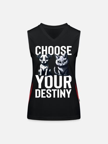 Choose Your Destiny - Dog vs Cat - Women's Functional Contrast Tank Top - black/red - Front