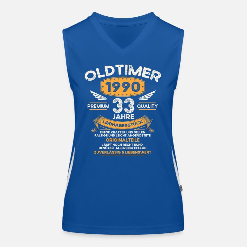 33. Geburtstag Mann Oldtimer Jahrgang 1990 Orange Funktionelles Kontrast-Tank Top für Frauen