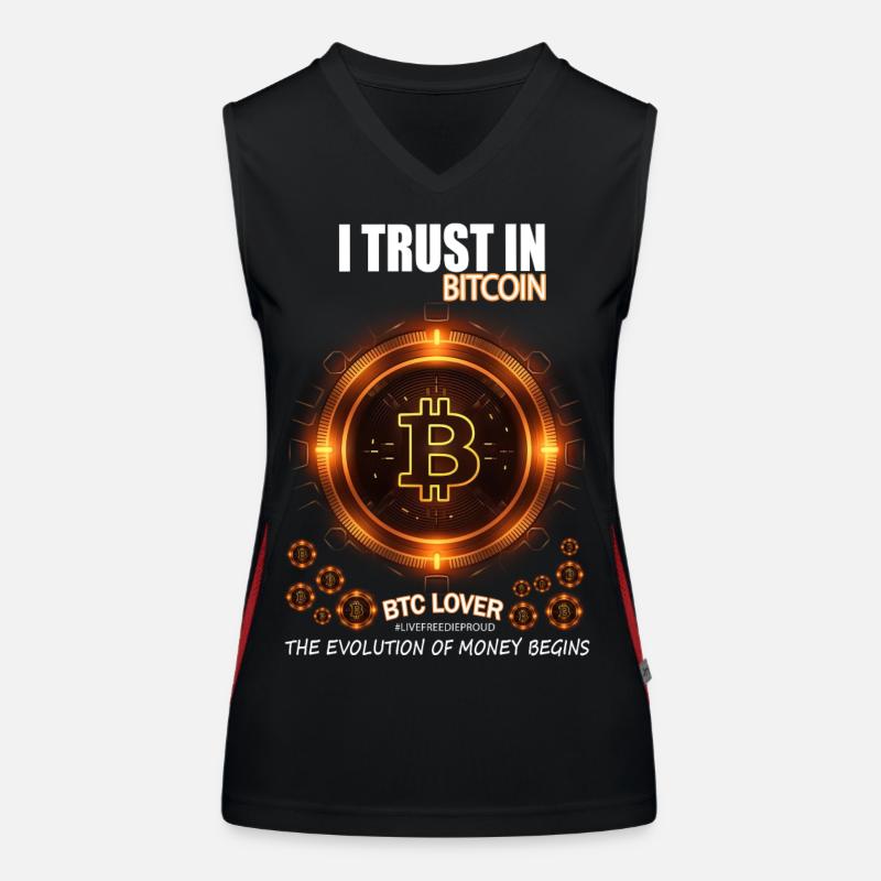 ICH VERTRAUE AUF BITCOIN BTC EVOLUTION DES GELDES Funktionelles Kontrast-Tank Top für Frauen