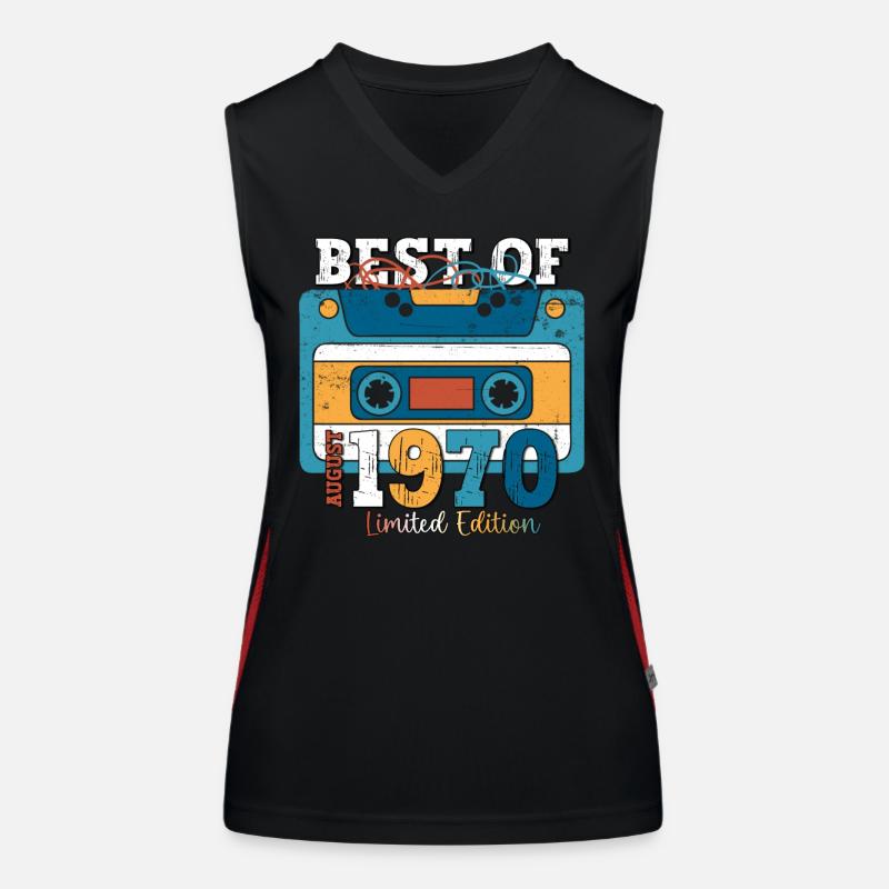 53rd Birthday Man August Vintage 1970 Cassette Women's Functional Contrast Tank Top