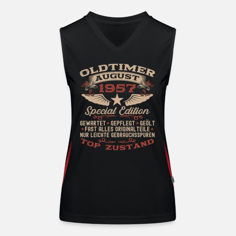 66. Geburtstag Mann Oldtimer August Jahrgang 1957 Funktionelles Kontrast-Tank Top für Frauen