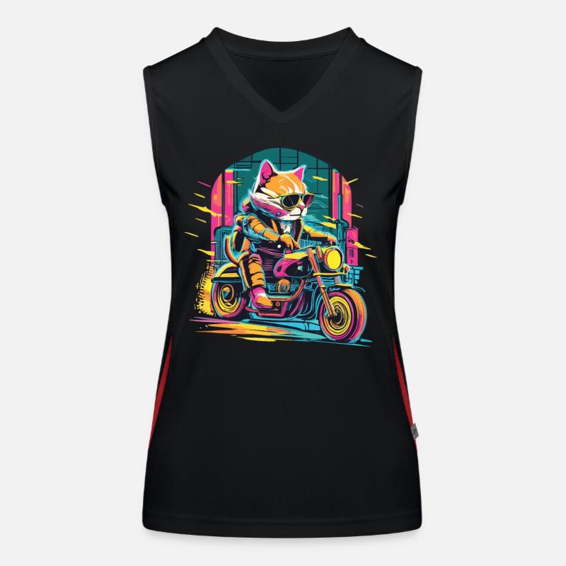Ride with Paws - Cat power on the bike Women's Functional Contrast Tank Top