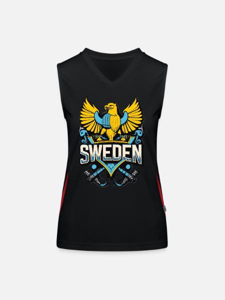 Stolz auf Schweden - Unser heroisches Wappen - Funktionelles Kontrast-Tank Top für Frauen - Schwarz/Rot - Vorne