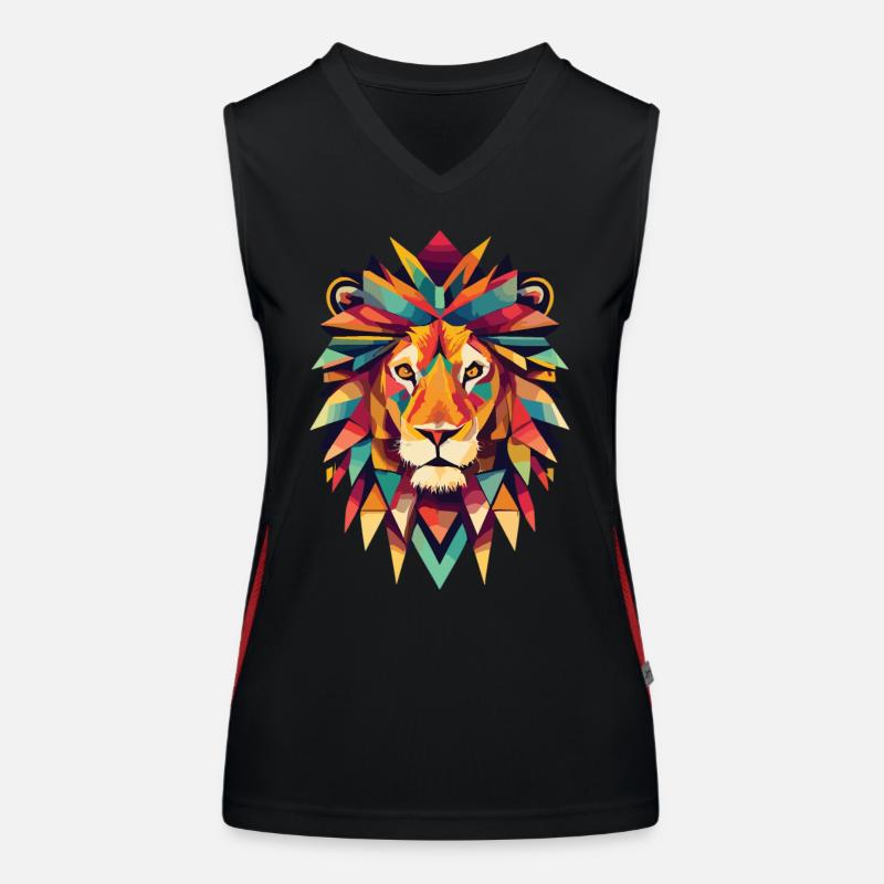 Geometric Lion Head Women's Functional Contrast Tank Top