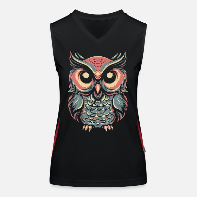 Eule im PopArt-Design: Einzigartiges T-Shirt Funktionelles Kontrast-Tank Top für Frauen