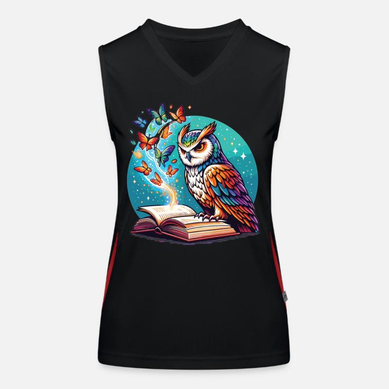 Büchertraum mit Eule und Schmetterlingen Funktionelles Kontrast-Tank Top für Frauen