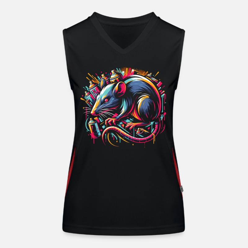 Ratte im Graffiti-Dschungel: Urbane Kunst Funktionelles Kontrast-Tank Top für Frauen