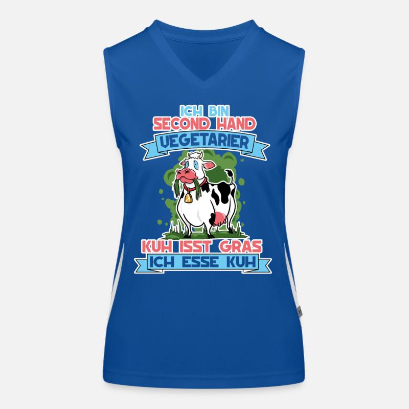 Ich Bin Second Hand Vegetarier Kuh Isst Gras Funktionelles Kontrast-Tank Top für Frauen