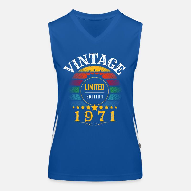 Vintage retro year 1971 sunset Women's Functional Contrast Tank Top