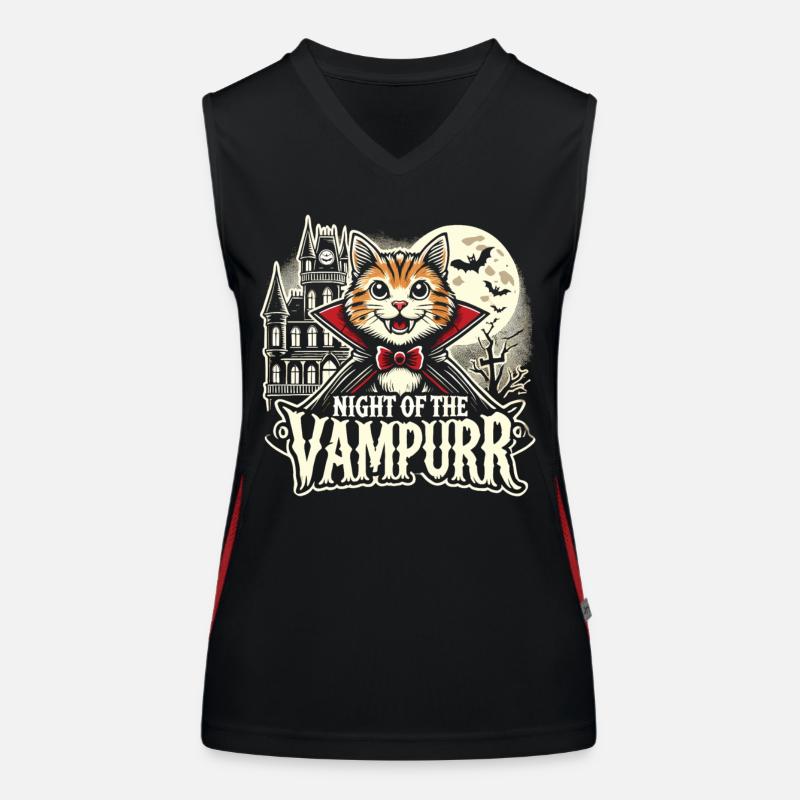 Vampir-Katze Halloween T-Shirt Funktionelles Kontrast-Tank Top für Frauen