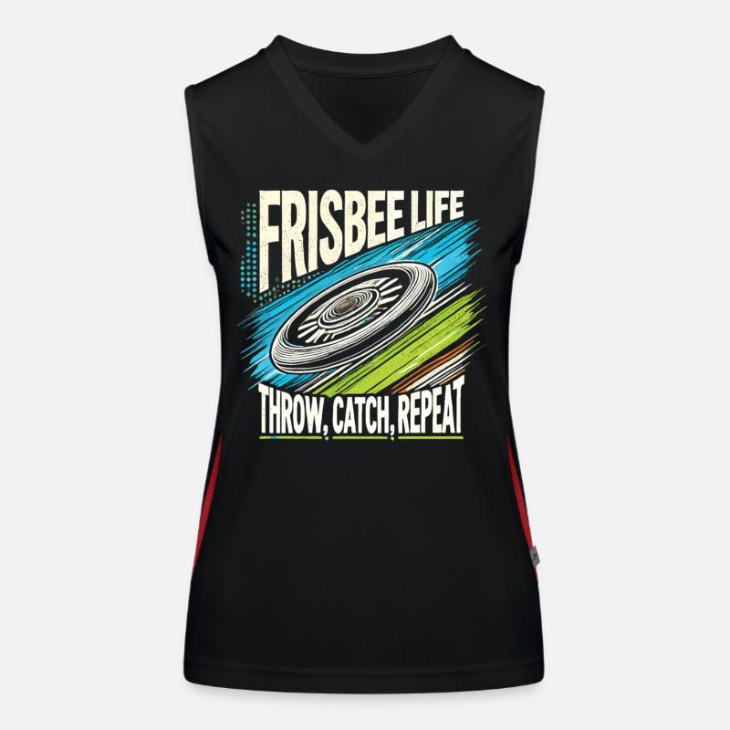 Frisbee Life - Throw, Catch, Repeat Funktionelles Kontrast-Tank Top für Frauen