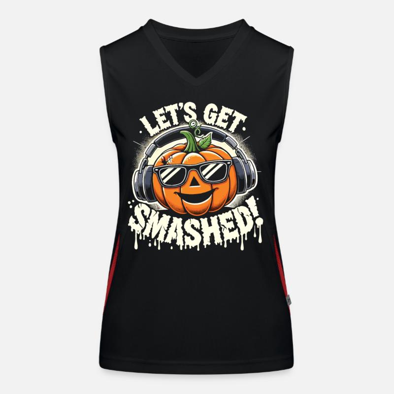 Funny Halloween Pumpkin - Let's Get Smashed Women's Functional Contrast Tank Top