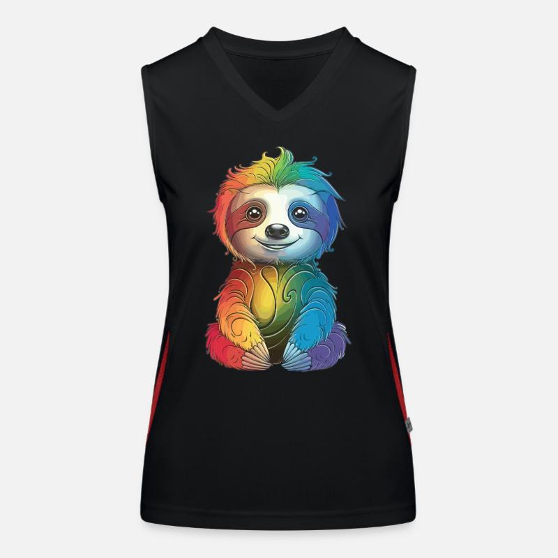 Buntes Regenbogen-Faultier - Geschenk Langschläfer Funktionelles Kontrast-Tank Top für Frauen