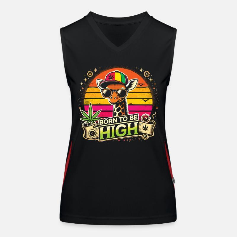 Giraffe with Swag – Born to Be High Women's Functional Contrast Tank Top