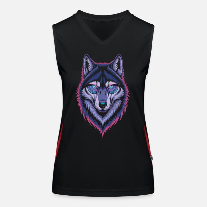 Techno Wolf Kunst Funktionelles Kontrast-Tank Top für Frauen