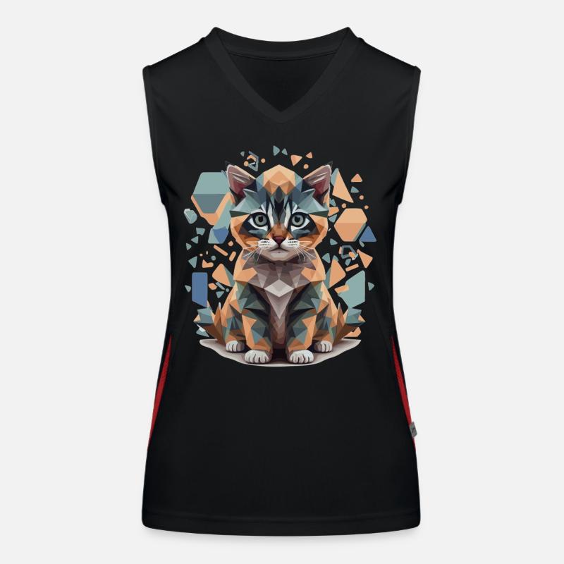 Polygon Cat Low-Poly Women's Functional Contrast Tank Top