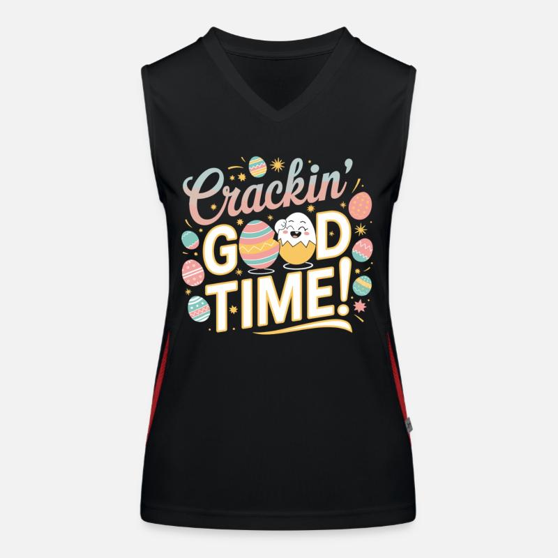 Crackin' Good Time – Funny Easter Egg Women's Functional Contrast Tank Top