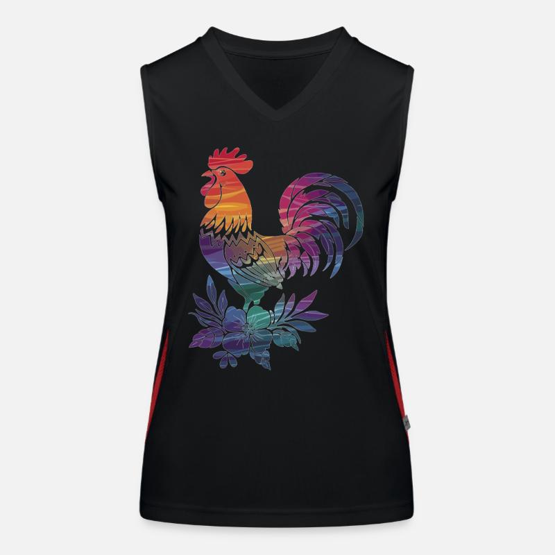 Coq coloré avec des fleurs Débardeur respirant contrasté Femme