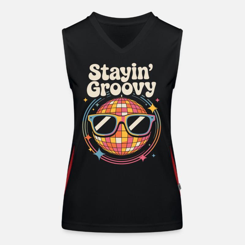 Bunte Diskokugel mit Sonnenbrille Funktionelles Kontrast-Tank Top für Frauen