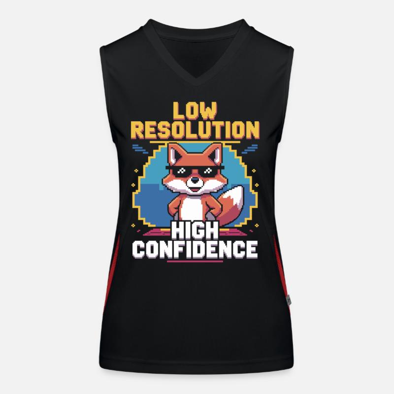 Retro fox with self-confidence for gamers Women's Functional Contrast Tank Top
