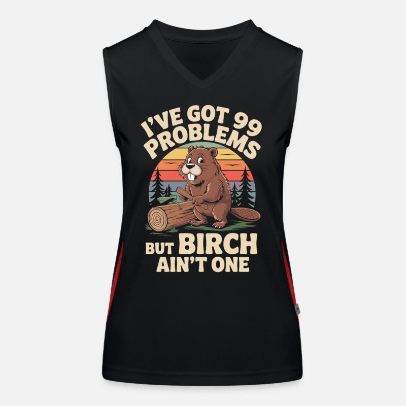 Lustiger Biber mit Birkenwitz Funktionelles Kontrast-Tank Top für Frauen