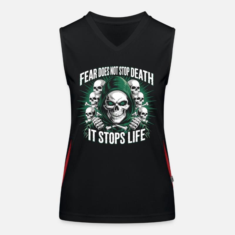 Fear Stops Life Sensenmann Funktionelles Kontrast-Tank Top für Frauen