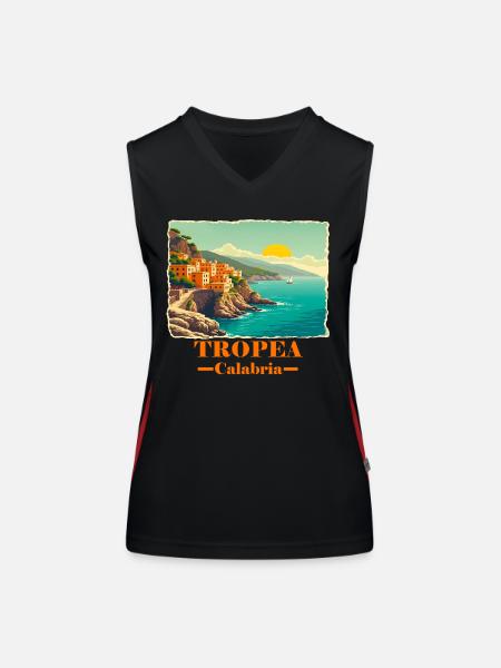 Tropea Kalabrien orange - Funktionelles Kontrast-Tank Top für Frauen - Schwarz/Rot - Vorne