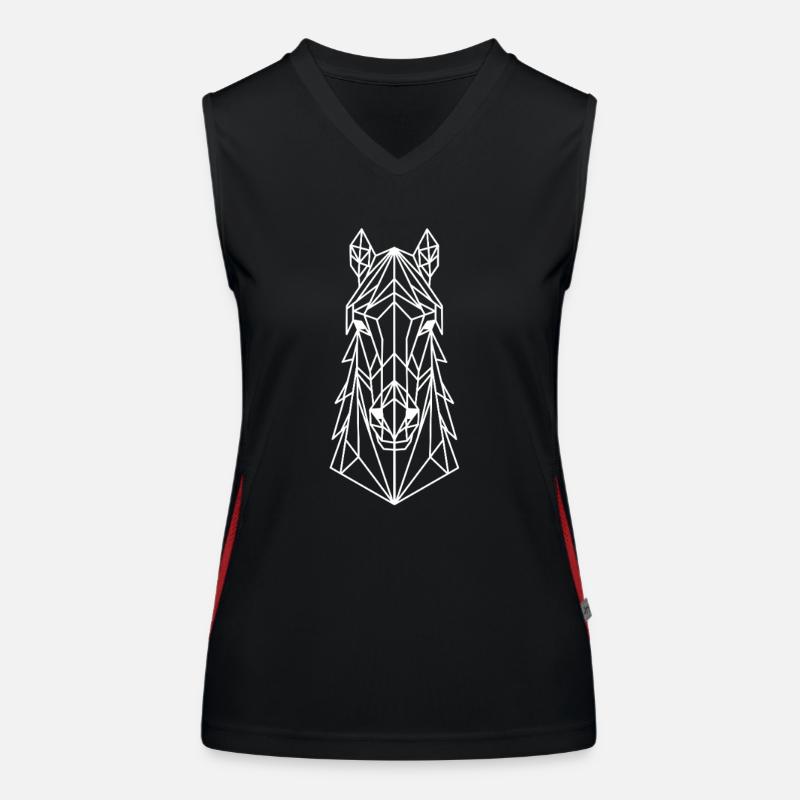 Geometrischer Pferdekopf Linienkunst Funktionelles Kontrast-Tank Top für Frauen