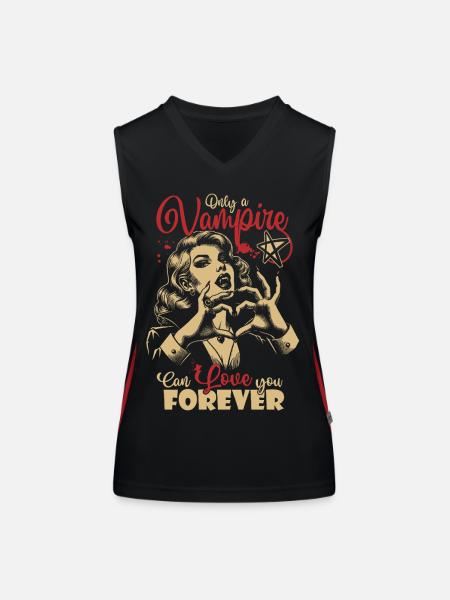 Only a Vampire can love you forever - Funktionelles Kontrast-Tank Top für Frauen - Schwarz/Rot - Vorne