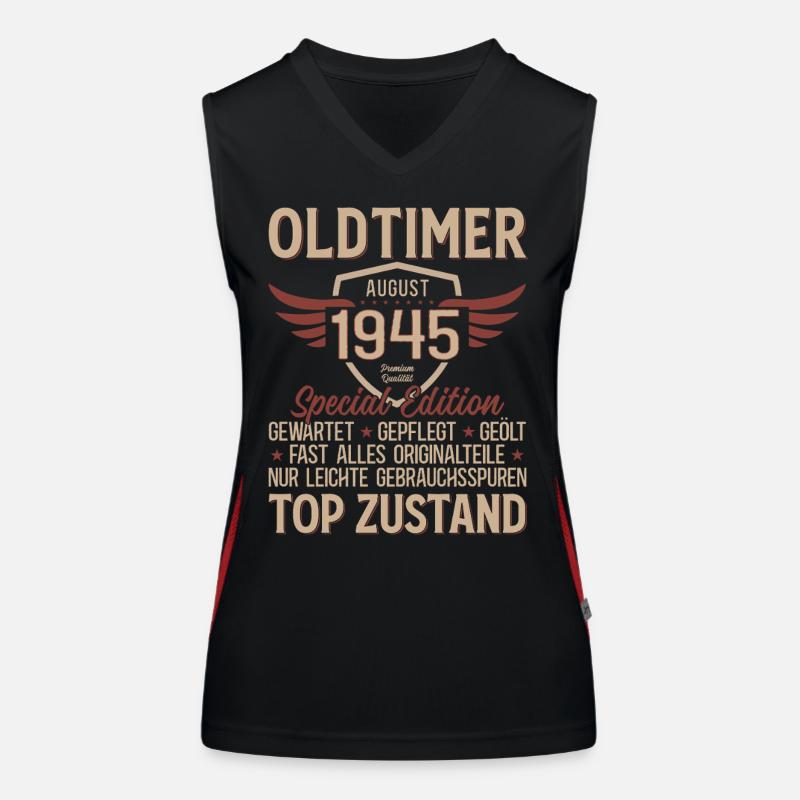 80. Geburtstag Oldtimer August Jahrgang 1945 Funktionelles Kontrast-Tank Top für Frauen