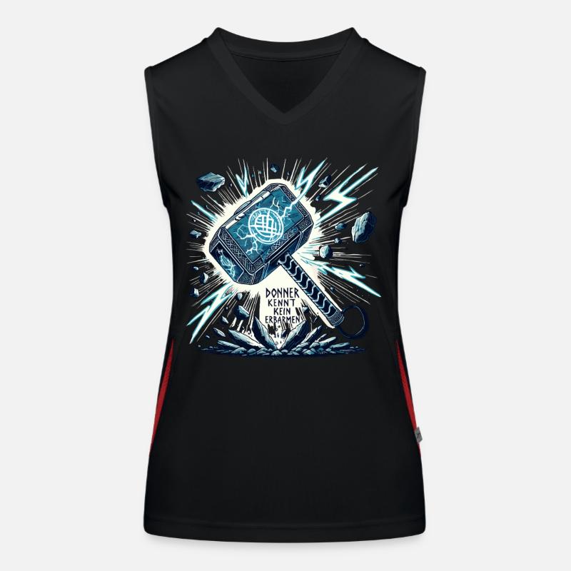 Wikinger Design mit mystischen Runen Thor Hammer Funktionelles Kontrast-Tank Top für Frauen