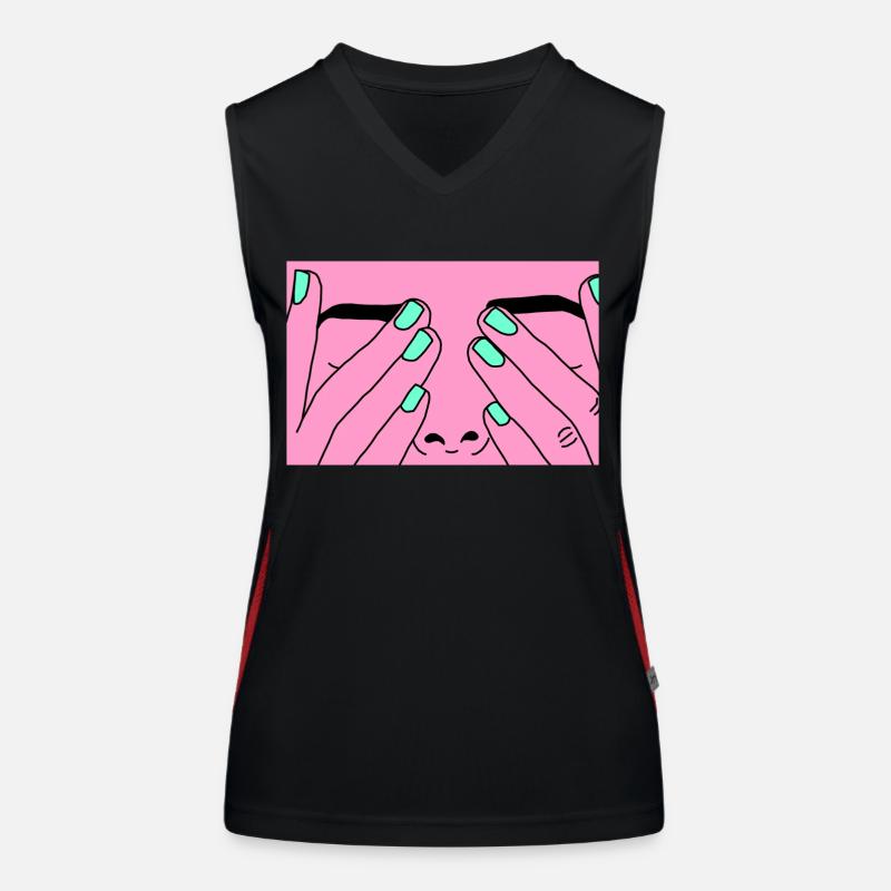 Face rose - Women's Functional Contrast Tank Top - black/red