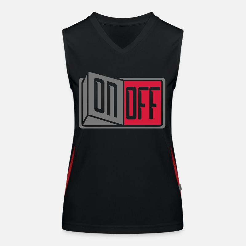 button off on switch button turn off Women's Functional Contrast Tank Top