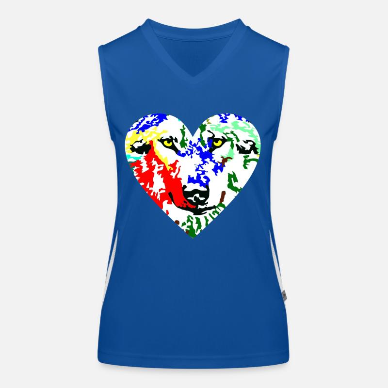 Herz Wolf bunt Funktionelles Kontrast-Tank Top für Frauen