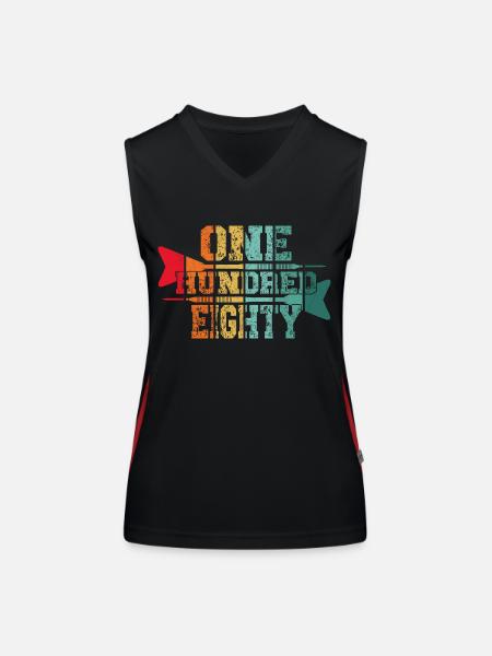 Lustiges Dart Darts Shirt - ONE HUNDRED EIGHTY Ret - Funktionelles Kontrast-Tank Top für Frauen - Schwarz/Rot - Vorne