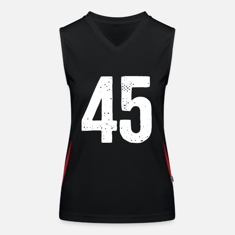 45 Numbers White Women's Functional Contrast Tank Top