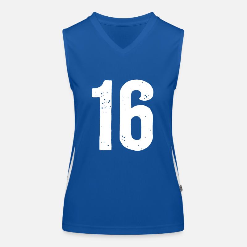 16 Numbers White Women's Functional Contrast Tank Top