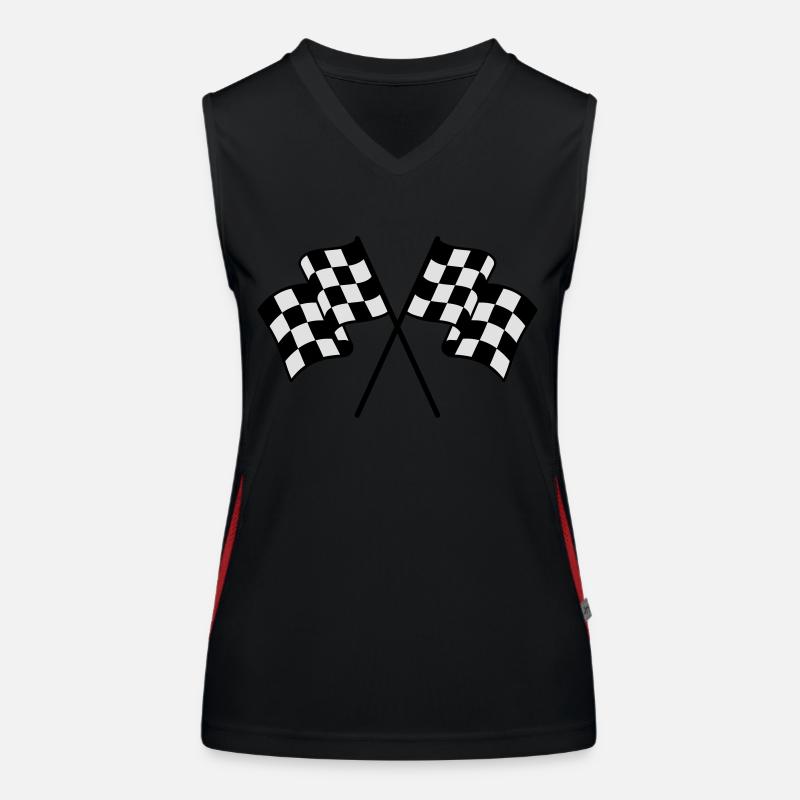 Checkered Flags 2 color Women's Functional Contrast Tank Top