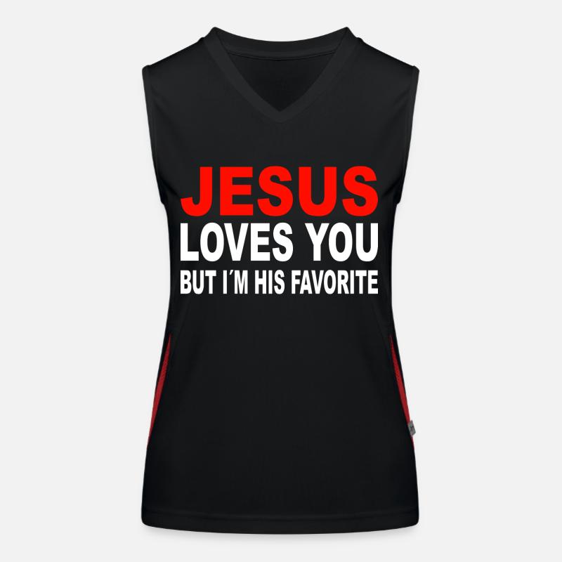 Jesus Christus lustiger spruch gott fun humor Funktionelles Kontrast-Tank Top für Frauen