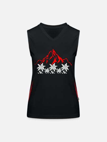 Montagnes suisses - Débardeur respirant contrasté Femme - noir/rouge - Devant