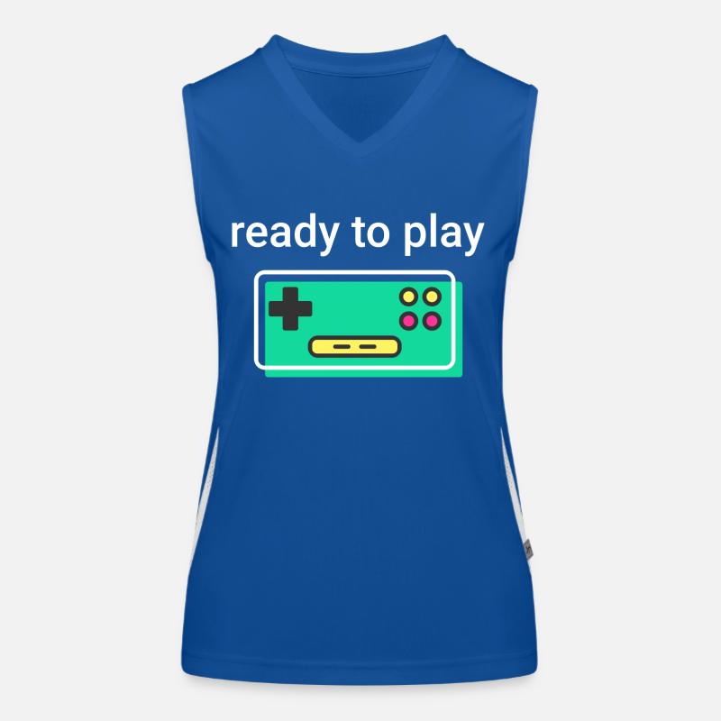 ready to play: retro clean game controller white Women's Functional Contrast Tank Top